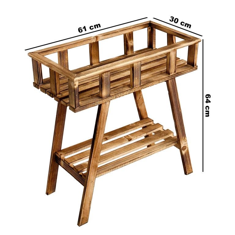 Ahşap Çiçeklik Raf Saksı Standı 2033-4