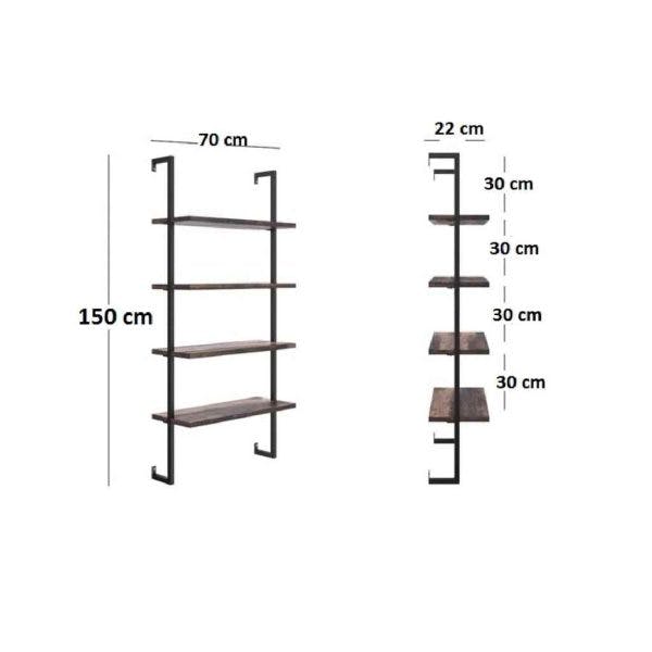 Metal Kitaplık Raf Duvar Rafı Mobilya 5102-3