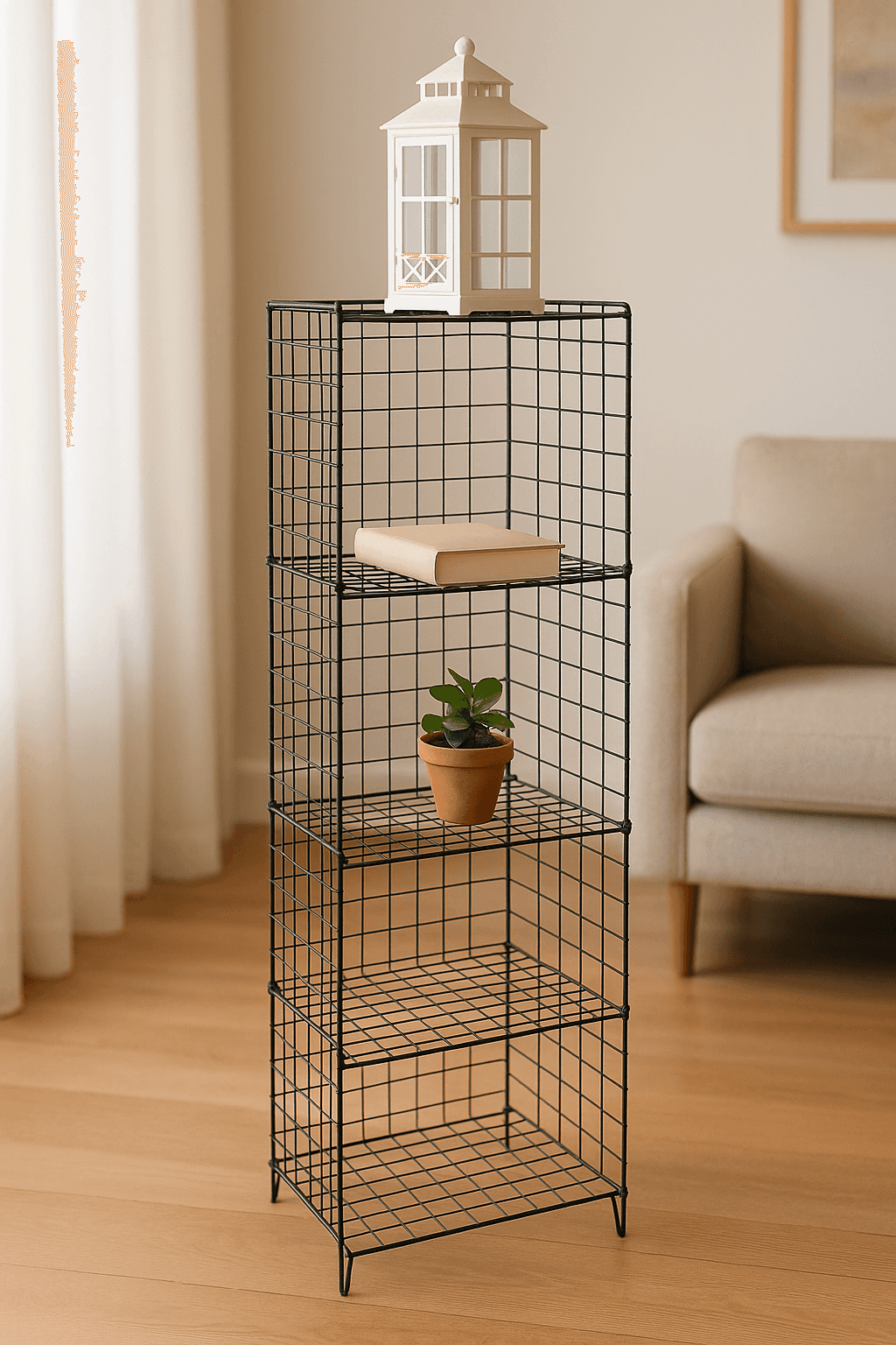 Tel Kitaplık Raf Dolap Dekoratif Kitaplık 5045